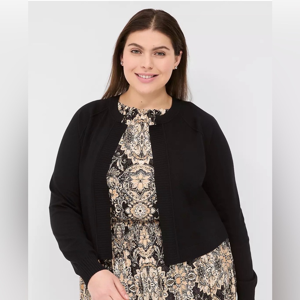 Lane Bryant Black Classic Long Sleeve Open Front Shrug 26/28